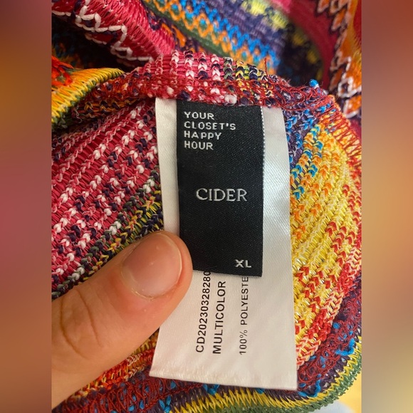 Cider Colourful Striped Beachy Boho V-Neck Front Tie Slit Maxi Dress Size XL - Picture 10 of 12